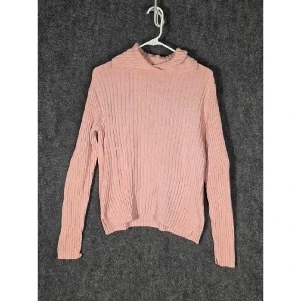Banana Republic Factory Store‎ Pink Ribbed Turtleneck Sweater Cotton Size S Work